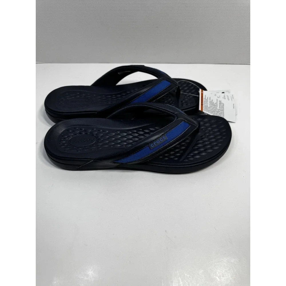 Crocs Yukon Sport LiteRide Flip Flops Sandles Mens Navy‎ Blue Slip-On Thong - 14